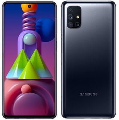 Samsung Galaxy M51, velký displej, čtyřnásobný ultraširokoúhlý fotoaparát, NFC, čtečka otisků prstů, extrémní baterie, velkokapacitní, dlouhá výdrž, 8jádrový procesor Snapdragon 730