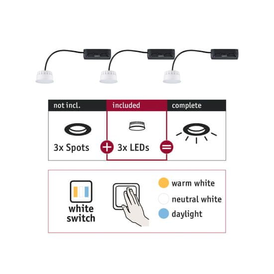 Paulmann PAULMANN Vestavné svítidlo Choose LED-Modul Coin WhiteSwitch 3x6,5W 2.700 924.78 92478