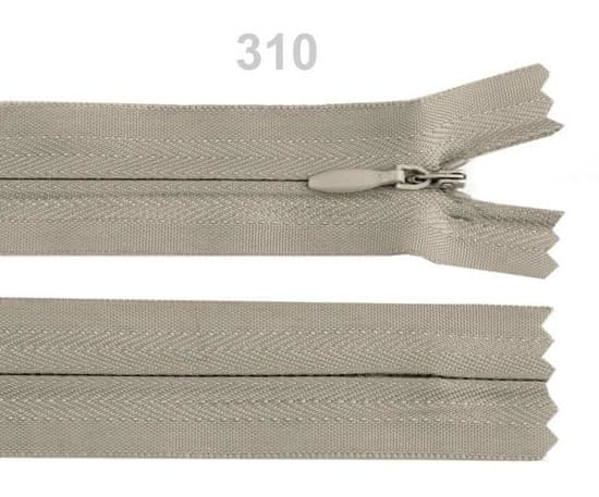Kraftika 1ks bone white spirálový zip skrytý šíře 3mm délka 22cm