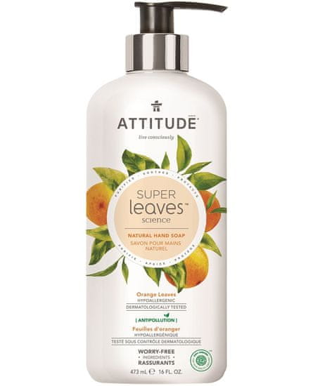 Attitude Super leaves Přírodní mýdlo na ruce s detoxikačním účinkem - pomerančové listy, 473 ml