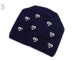 Kraftika 1ks 5 modrá tmavá dětská zimní čepice s výšivkou očí