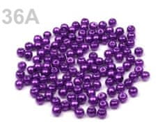 Kraftika 50g fialová purpura skleněné voskové perly 4mm, korálky