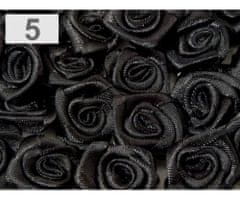 Kraftika 50ks černá saténová růžička 13-15mm, saténové růže našití