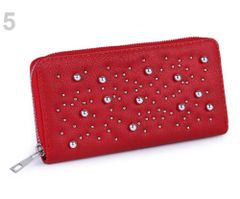 Kraftika 1ks červená dámská peněženka s kovovými perlami 10x19cm