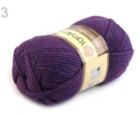 Kraftika 1ks (613) fialová tm. pletací příze shetland chunky 100g