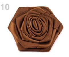 Kraftika 1ks leather brown saténová růže 70mm, saténové k našití