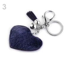 Kraftika 1ks 3 modrá pařížská přívěsek na kabelku / klíče srdce