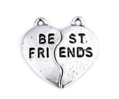 Kraftika 1pár latina přívěsek srdce best friends 22x22mm