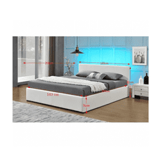 KONDELA Manželská postel s RGB LED osvětlením, bílá, 160x200, JADA NEW