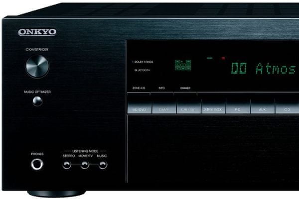 výkonný síťový av receiver onkyo tx-sr494 dab 7.2kanálový 160 w výkon hd formáty dolby atmos dts: x  dolby atmos height dts virtuál dolby surround dts neural upmixing 4 hdmi vstupy 1 hdmi výstup 4k/60p hdcp2.2 hdr hlg bt.2020 arc akustická kalibrace místnosti accueq Bluetooth am fm rádio tuner 2 zóny