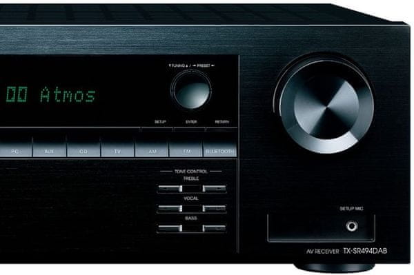 výkonný sieťový av receiver onkyo tx-sr494 dab 7.2kanálový 160 w výkon hd formáty dolby atmos dts: x  dolby atmos height dts virtuál dolby surround dts neural upmixing 4 hdmi vstupy 1 hdmi výstup 4k/60p hdcp2.2 hdr hlg bt.2020 arc akustická kalibrácia miestnosti accueq Bluetooth am fm rádio tuner 2 zóny