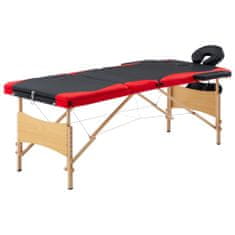 Petromila Skládací masážní stůl 3 zóny dřevěný černý a červený