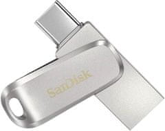 SanDisk Ultra Dual Luxe USB C in USB spominski ključek, 1 TB, srebrn