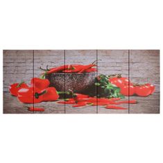 shumee Sada nástěnných obrazů na plátně Paprika barevná 150 x 60 cm