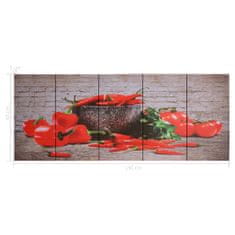 shumee Sada nástěnných obrazů na plátně Paprika barevná 150 x 60 cm