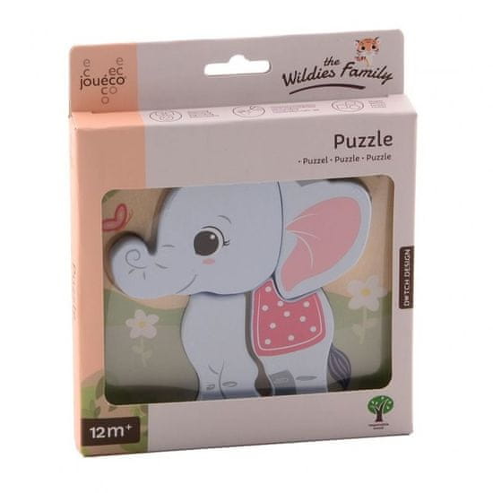 Jouéco The Wildies Family dřevěné mini puzzle Elephant 12m+