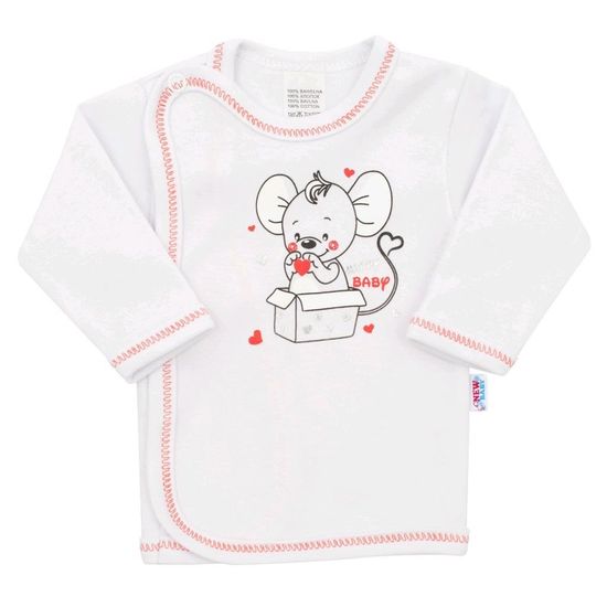 NEW BABY Kojenecká košilka Mouse bílá, 56 (0-3m)