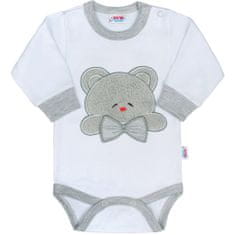 NEW BABY Luxusní kojenecké body s dlouhým rukávem Honey Bear s 3D aplikací Velikost: 86 (12-18m)