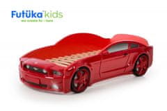 Futuka Kids Dětská postel auto LIGHT 3D MG + LED světlomety ČERVENÁ