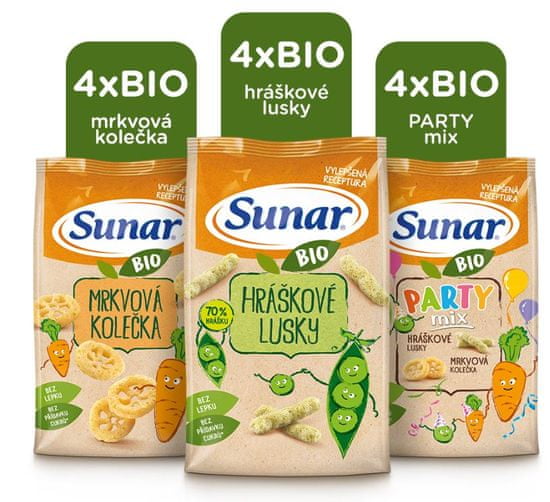 Sunar BIO dětské křupky mix karton 12 x 45 g