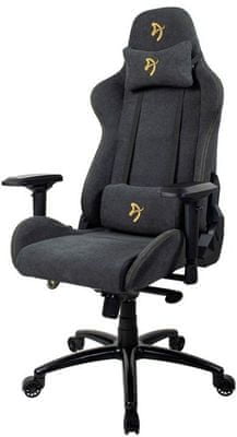 Gaming kolečková židle Arozzi Verona Signature Soft Fabric, černá/zlatá (VERONA-SIG-SFB-GD) nastavitelné opěradlo područky