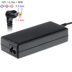 Akyga AK-ND-12 napájecí adaptér pro notebooky Acer - 19V/4.74 90W 5.5x1.7mm konektor