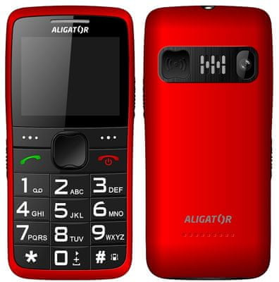 Aligator A675 Senior, mobil pro seniory, nabíjecí stojánek, velká tlačítka, obrázkové jednoduché menu, snadné ovládání