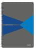 Leitz Blok "Office", šedo-modrý, drátěná kroužková vazba, A4, čtverečkovaný, 90 listů, laminovaný povrch 46470035