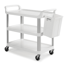 CLEANLIFE jídelní protihlukový vozík 3700 - hliníkové stojny, bílá barva