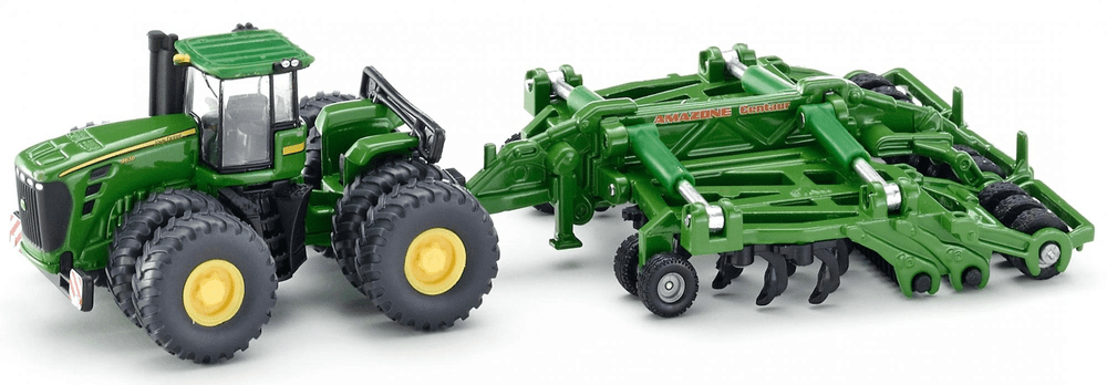 SIKU Farmer 1856 Traktor John Deere 9630 s bránami Amazone Centaur