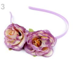 Kraftika 1ks lila čelenka do vlasů s květy růží, květinové ozdoby