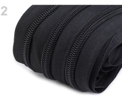 Kraftika 25m 2 black zip spirálový šíře 7mm metráž, zipy metráži