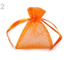 Kraftika 2ks oranžová dárkový pytlík 10x13cm organza s puntíky