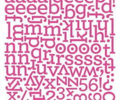 Kraftika Písmena a čísla sytě růžová - kartonové výřezy samolepicí