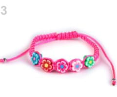 Kraftika 1ks růžová neon náramek shamballa s květy, bižuterie