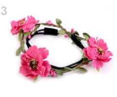 Kraftika 1ks růžová čelenka do vlasů s květy, květinové ozdoby