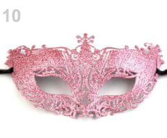 Kraftika 1ks růžová sv. karnevalová maska - škraboška s glitry