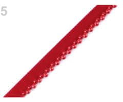 Kraftika 9m červená prýmek / paspulka s perlami šíře 14mm