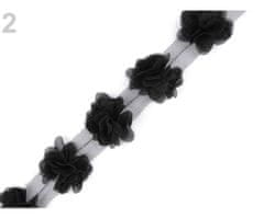Kraftika 9m černá prýmek květ na tylu šíře 40mm, oděvní prýmky