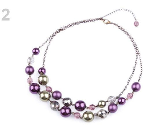 Kraftika 1ks fialová tm. perlový náhrdelník