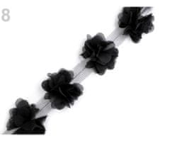 Kraftika 9m černá prýmek květ na tylu šíře 60mm, oděvní prýmky