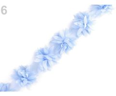 Kraftika 9m 6 modrá sv. prýmek květ na tylu šíře 60mm
