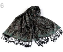 Kraftika 1ks 6 zelená ledově šála typu pashmina s třásněmi 68x175