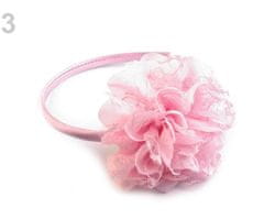 Kraftika 1ks růžová sv. saténová čelenka do vlasů s květem z krajky,