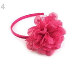 Kraftika 1ks růžová malinová saténová čelenka do vlasů s květem z