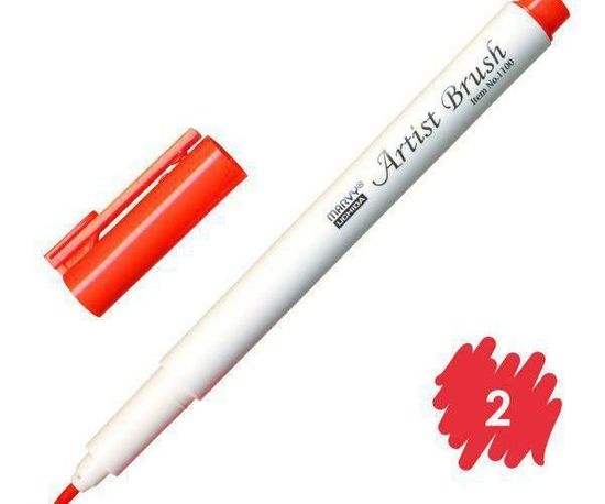 Marvy Popisovač 1100 artist brush red, marvy, inkoustové