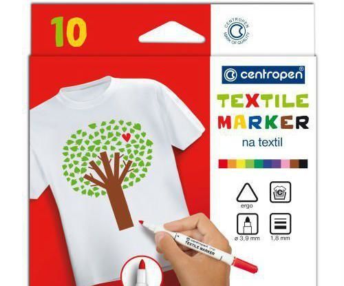 EFCO Popisovače na textil sada (10ks), centropen, fixy, barvy