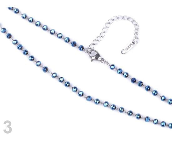 Kraftika 1ks 3 modrá ab náhrdelník z nerezové oceli s broušenými