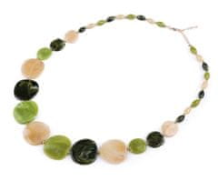Kraftika 1ks zelená béžová náhrdelník s plackami dlouhý, chokery