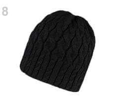 Kraftika 1ks černá dámská zimní čepice pletená zateplená